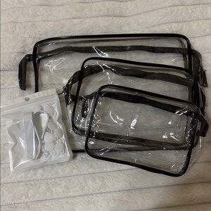 Clear Bogg Bag Plastic Pouch Set with Black Trim!